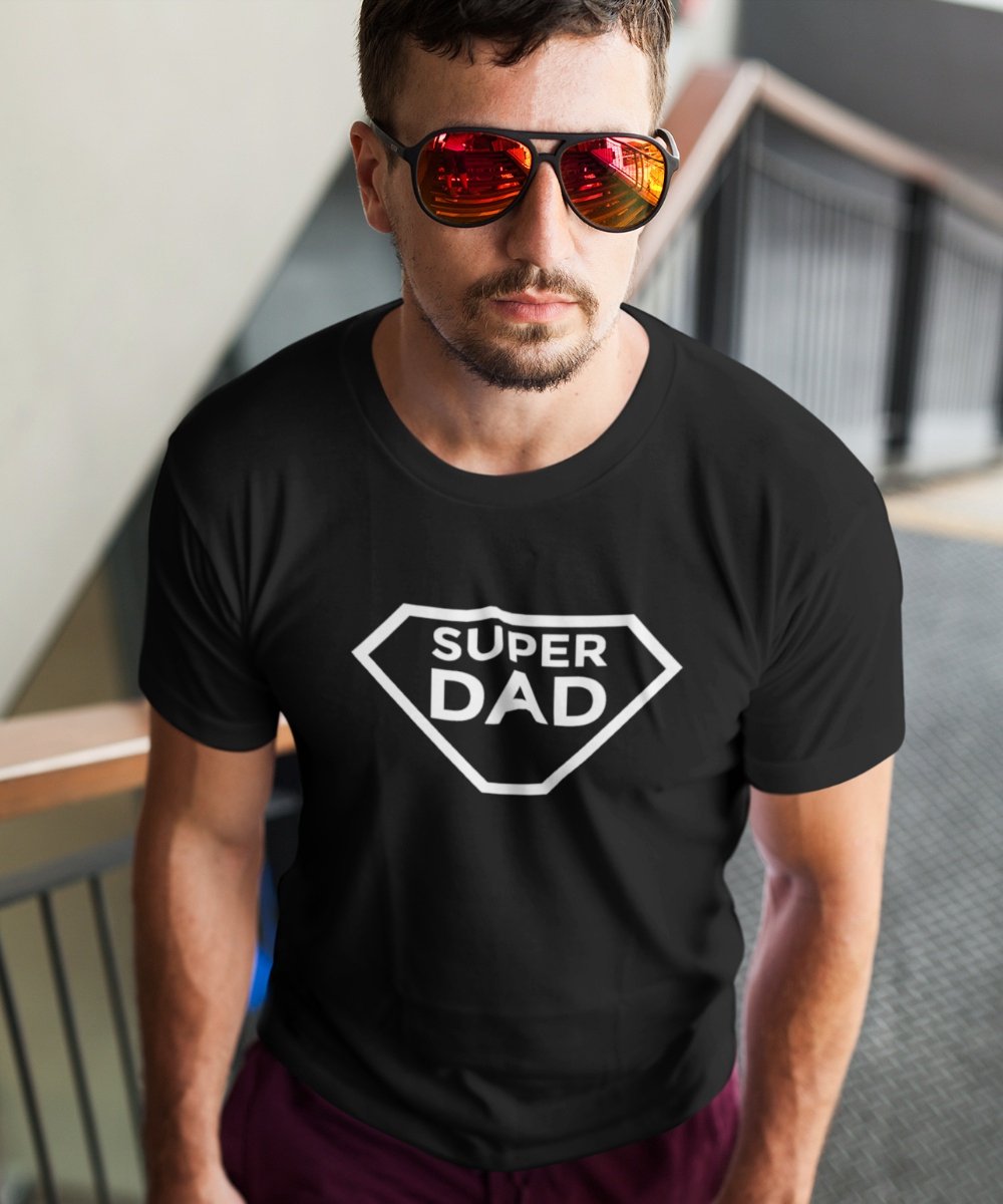 Vaderdag T-shirt Super Dad | Kleur Zwart | Maat L | Vaderdag Kados / Cadeautjes